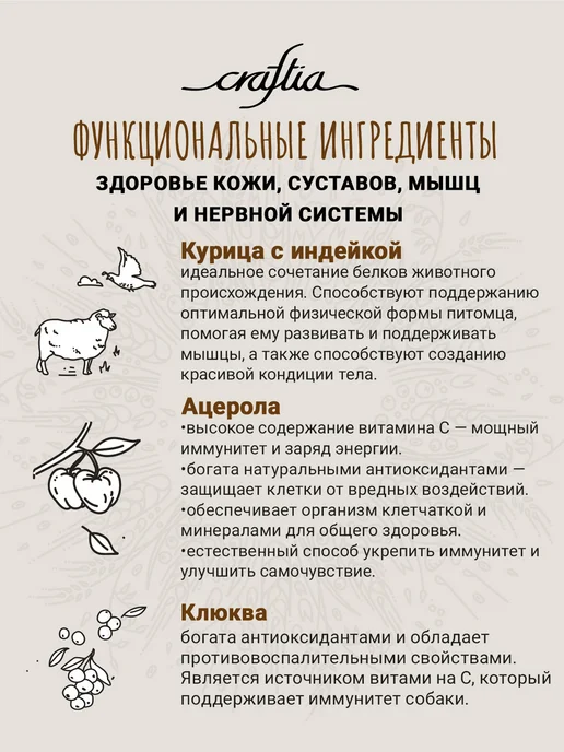Сухой корм CRAFTIA Инд… для собак, крупные, средние, курица, 10,12 кг, фото 3