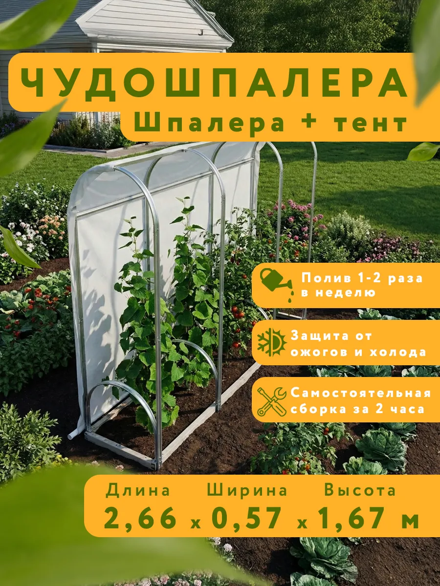 Теплица-шпалера Чудошпалера для огурцов, винограда, малины