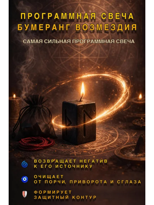 ПЕЧАТЬ ДРЕВНИХ Программная свеча «Бумеранг возмездия», черный