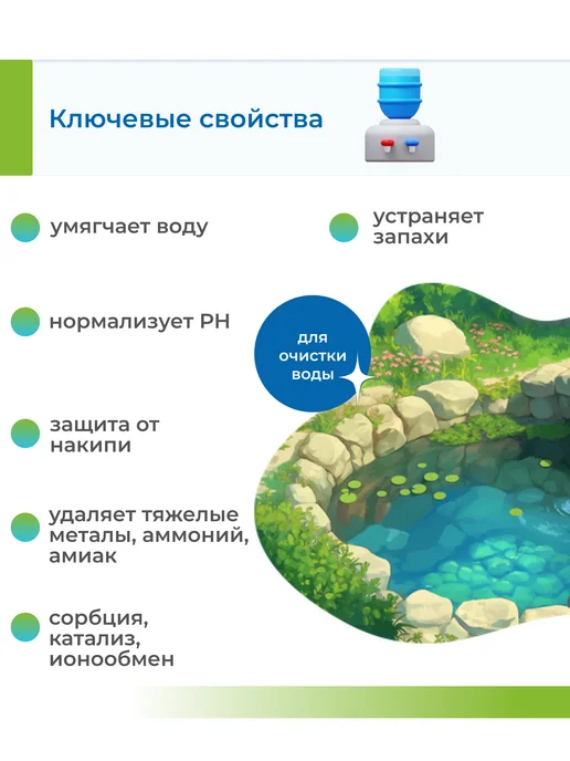 Цеолит для очистки воды фракция 0,7-1,5 мм 5 литров, зеленый, фото 3