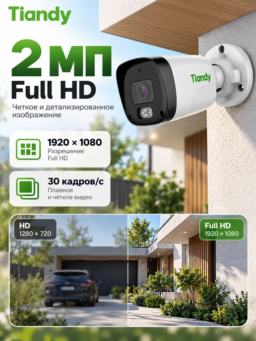 TIANDY Уличная и домашняя IP‑камера, ИК‑подсветка, защита IP67, белый, фото 2