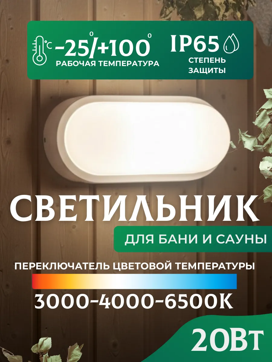Светильник для бани и сауны влагозащищенный 20 Вт IP65