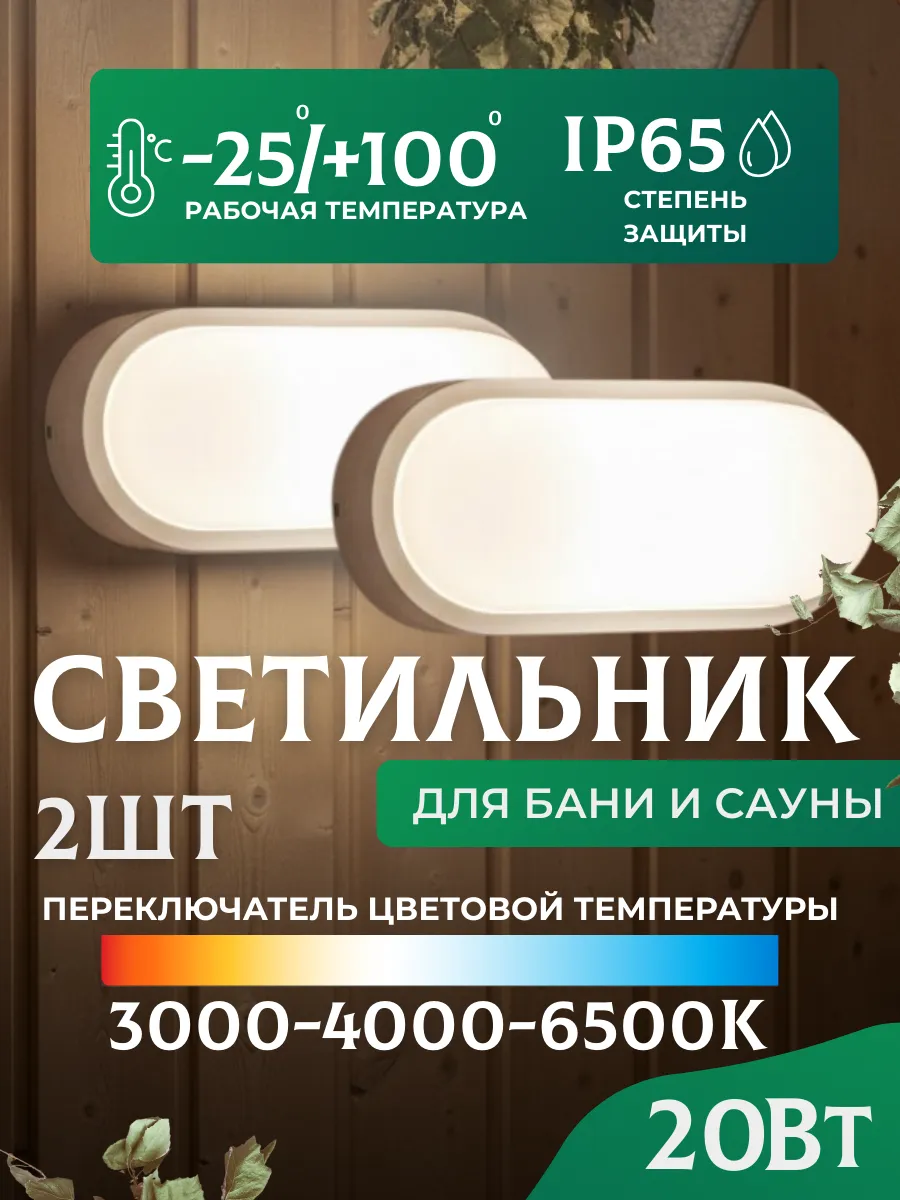 Светильники для бани и для парной 20 Вт IP65 2 шт.