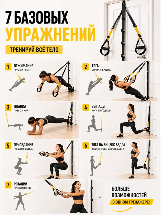 Петли тренировочные спортивные для тренировок, черный, фото 2