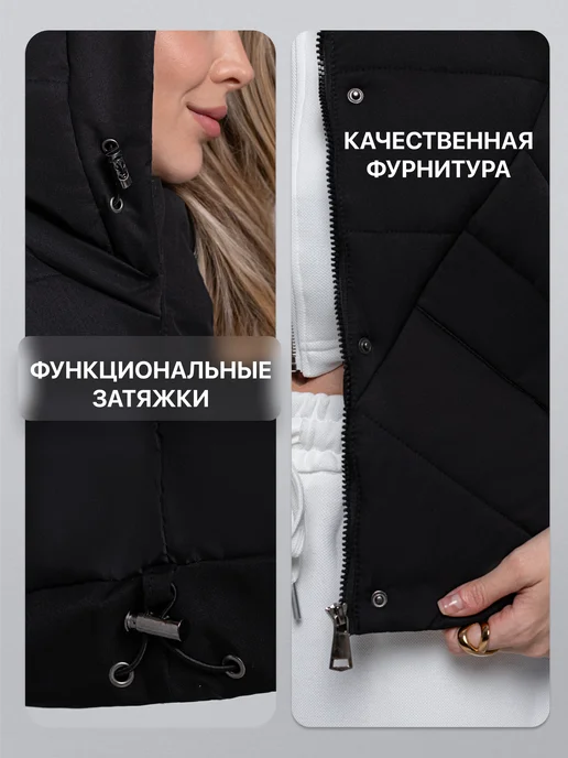 PL WEAR Жилетка утепленная осенне-весенняя с капюшоном, черный, фото 8