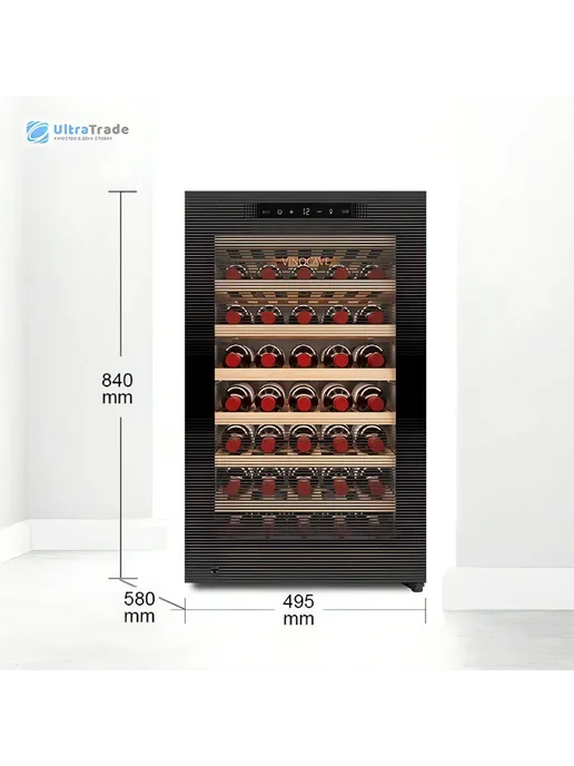 Винный шкаф Vinocave Temperature 52 bottles CWC-120AJP, черный, в упаковке 40 кг, фото 2