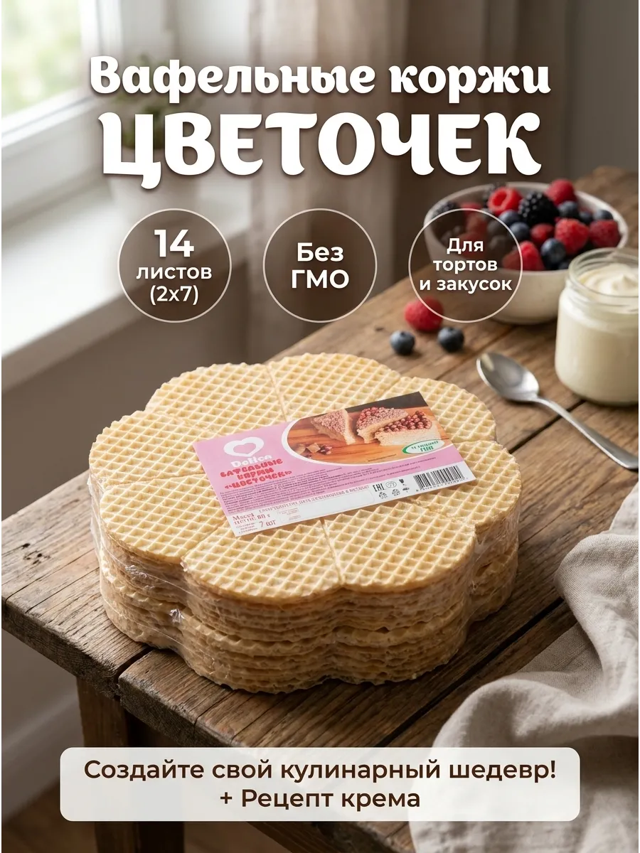 Коржи для торта вафельные, 2 упаковки