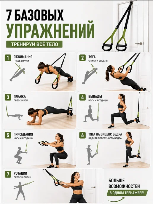 Петли тренировочные спортивные для тренировок, зеленый, фото 2