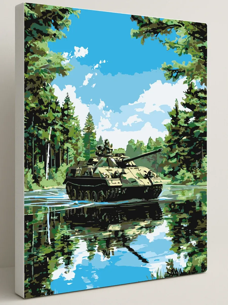 Картина по номерам - Советский плавающий бронетранспортер — 40×50 см