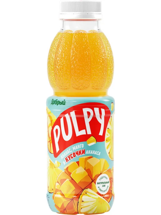 Напиток сокосодержащий Pulpy ананас с манго 450мл, 1 шт