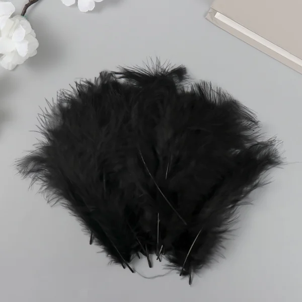 Перо декоративное гусиное пуховое 100 шт h=10-15 см