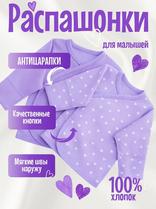 Safinababy Набор распашонок для новорожденных на кнопках 2 шт, 2 шт, фото 2