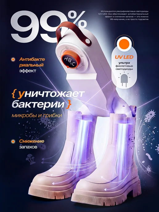 Сушилка для обуви электрическая с ультрафиолетом, белый, фото 4
