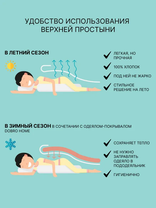 DOBRO HOME Простыня верхняя, голубой, фото 3