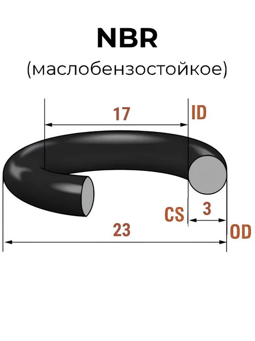Кольцо уплотнительное 17х23х3 NBR70 МБС 2 шт, 17x23x3, 2 шт, фото 2