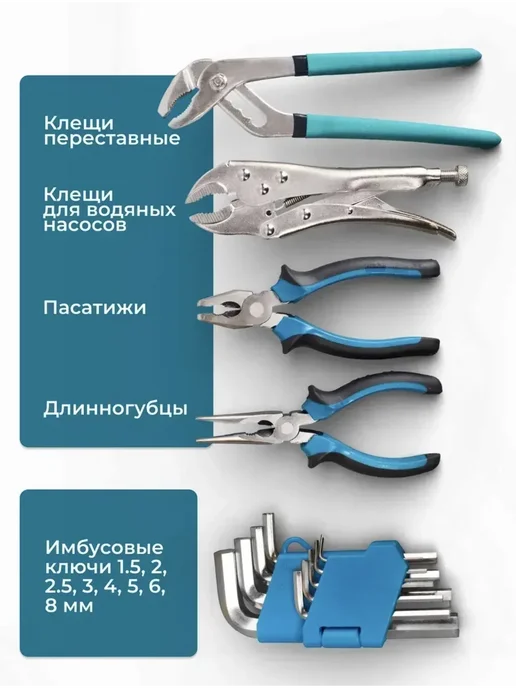 Набор инструментов для автомобиля 85 предмет в кейсе, синий, фото 6