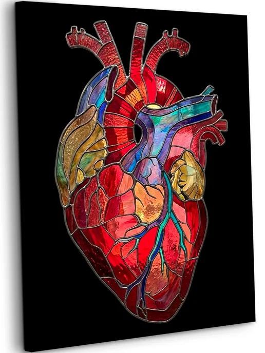 Art on Canvas Витражное сердце Картина по номерам на холсте 40х50 см, 40x50 см, фото 2