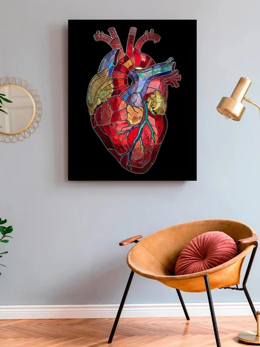 Art on Canvas Витражное сердце Картина по номерам на холсте 40х50 см, 40x50 см, фото 3