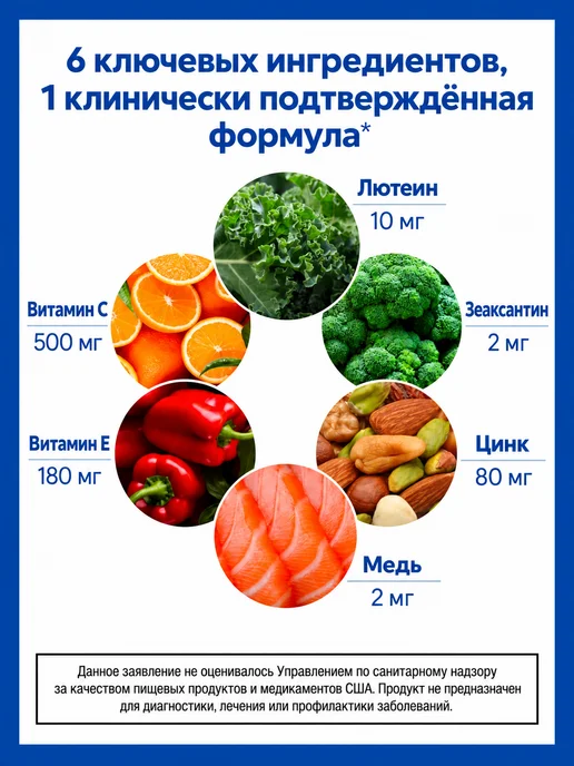 AREDS 2 для глаз Лютеин, Зеаксантин, Цинк и С, Е, AREDS 2 для глаз, фото 2