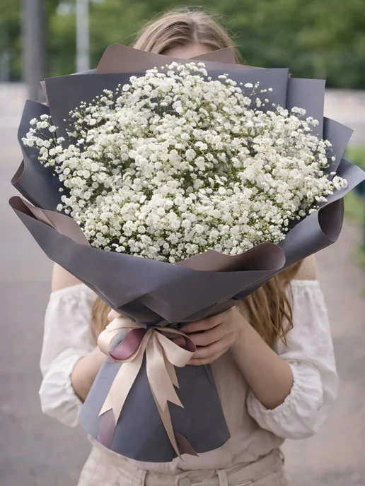 ROZA4U Букет живых цветов из гипсофилы, белый, фото 3