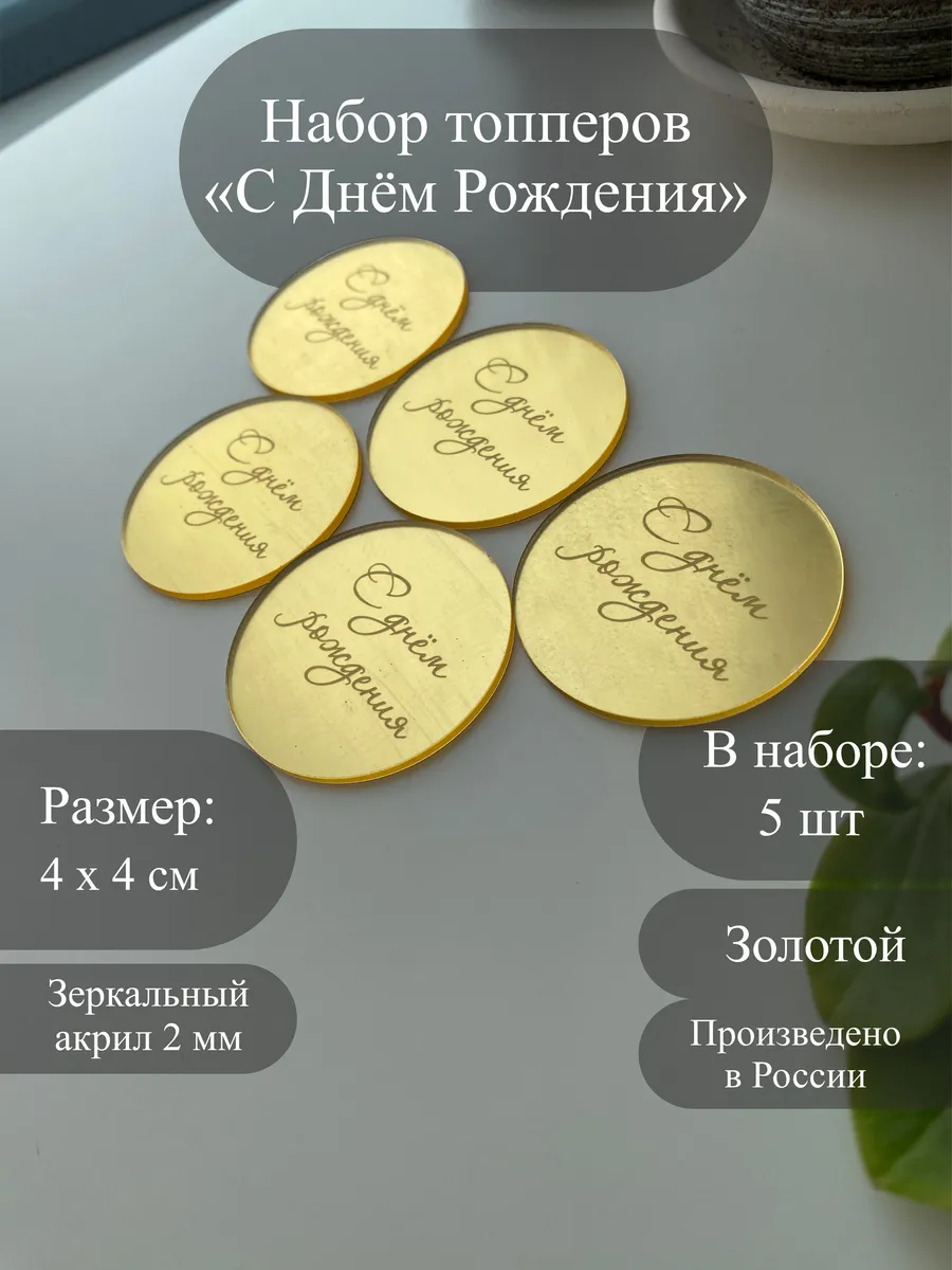 Набор круглый топпер на торт С Днём Рождения декор для торта