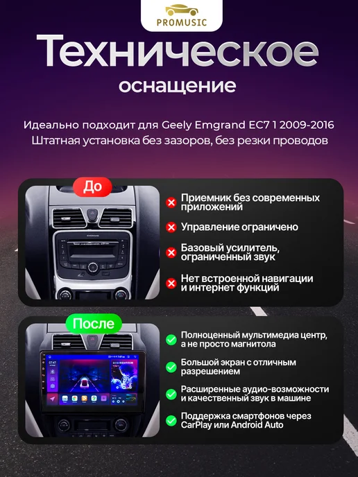 ProMusic Магнитола P26 для Geely Emgrand EC7 1 2009-2016 6 128, вариант, фото 2