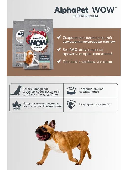 Сухой корм AlphaPet для собак, мелкие, ягненок, 0,9 кг, фото 7
