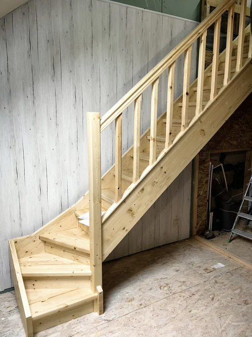 StairShop Лестница деревянная межэтажная проем 1340х1340 мм (левая), 770x2270 мм, фото 7
