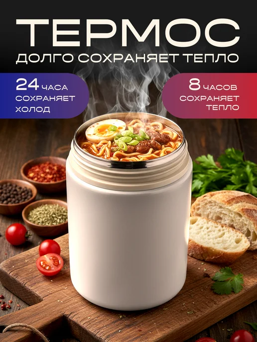 PERFEO Термос для еды металлический с широким горлом 300 мл, 800 мл, фото 2