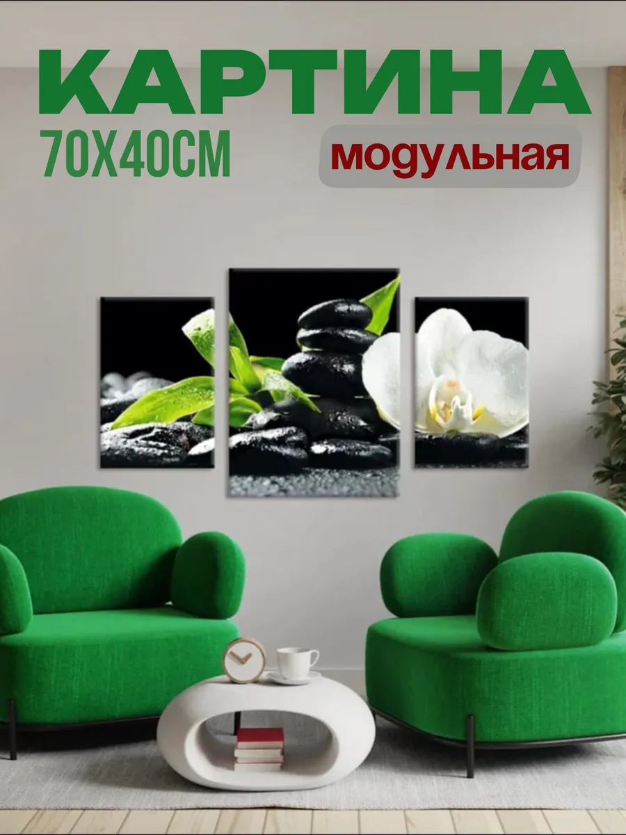 Модульная картина на холсте 70х40см, триптих из 3 частей