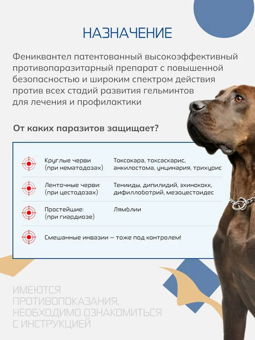 Nita-Farm Фениквантел антигельминтный препарат для собак - 5 таблеток, вариант, фото 2