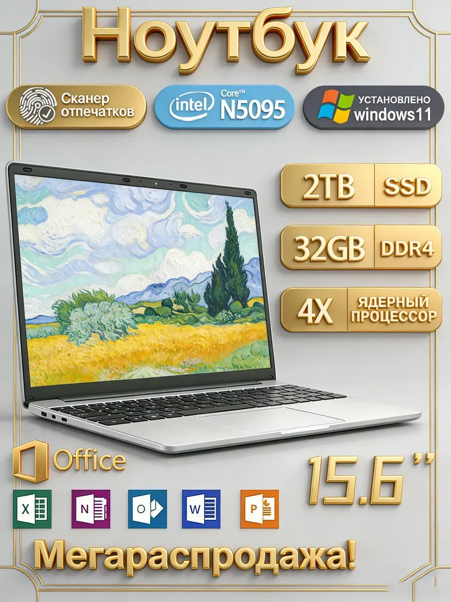 32ГБ 2ТБ Ноутбук SSD для студентов ультратонкий Intel 789660665 купить в интернет‑магазине Wildberries