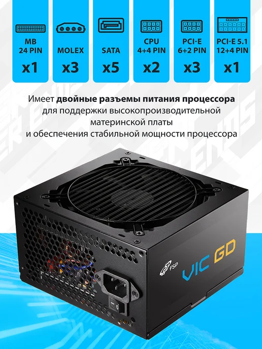 FSP Блок питания для ПК VIC-850GD 80+GOLD ATX3.1, APFC, золотой, фото 2