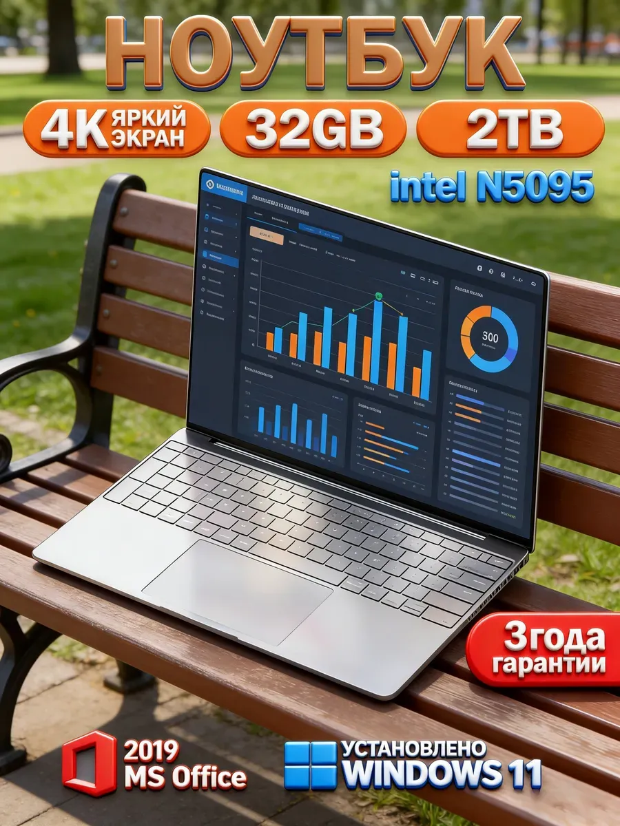 2ТБ 32ГБ Ноутбук Win11 Pro SSD мощный Intel 789844125 купить в интернет‑магазине Wildberries