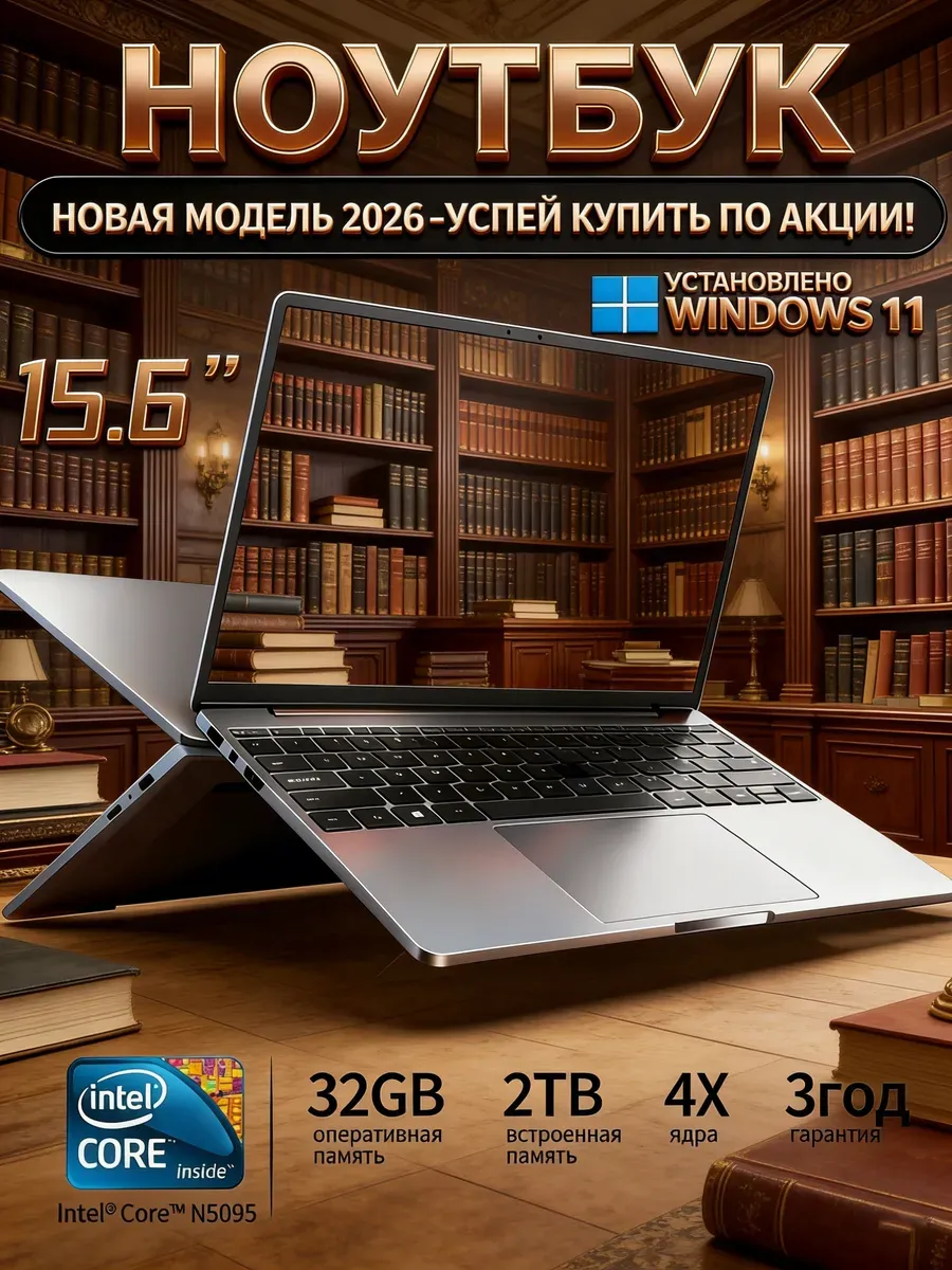 SSD 2ТБ 32ГБ Ноутбук мощный Windows 11 Pro ультратонкий