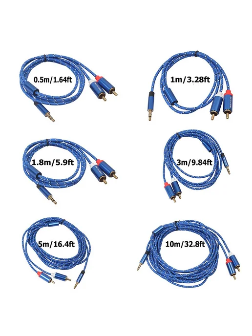 3шт 3.5мм муж. к 2 RCA муж. AUX кабель 3м, 3 шт, 3 м, фото 5