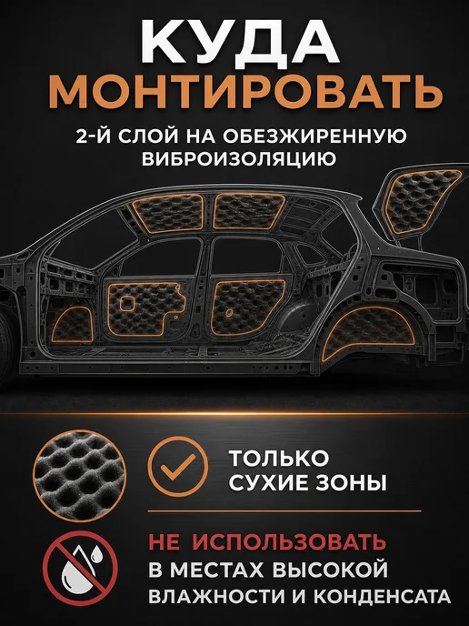Шумофф Шумоизоляция автомобиля 4 мм самоклеящаяся 12 листов, 15 8, фото 6