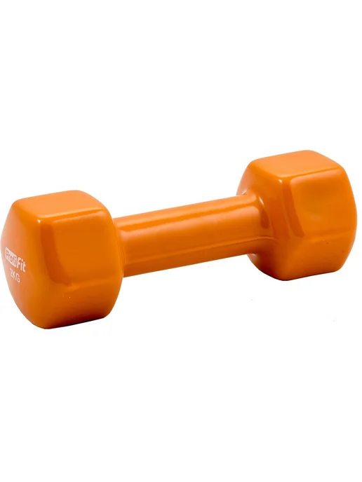 PROFI-FIT Гантель 0,5 кг для фитнеса, фиолетовая, винил, 2 кг, оранжевый, фото 3