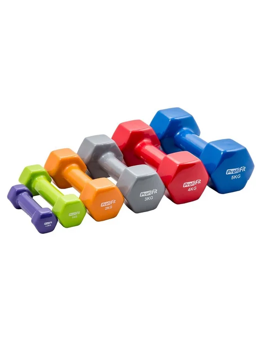 PROFI-FIT Гантель 0,5 кг для фитнеса, фиолетовая, винил, 2 кг, оранжевый, фото 5