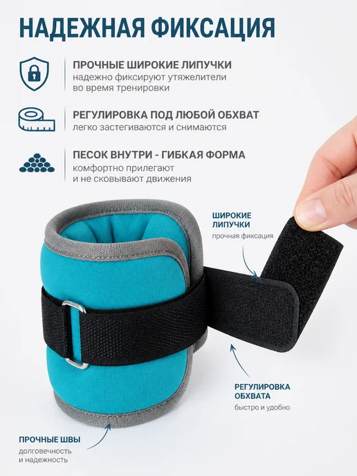 onlytop Утяжелители для фитнеса неопреновые 2х0.25кг, 2x0.25, 250 г, фото 2