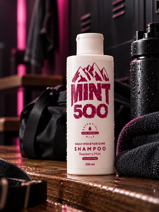 Mint500 Шампунь бессульфатный мужской с ментолом, аромат малины, зеленый, фото 8