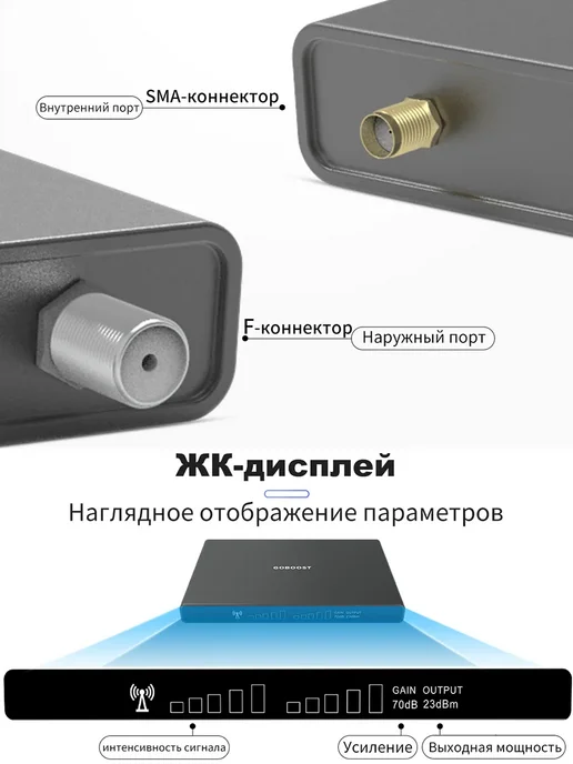 goboost усилитель сотовой связи 900 1800МГц для МТС МегаФон Билайн, серый, фото 6