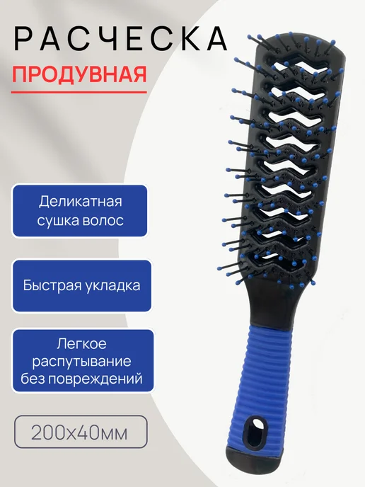 Расческа скелетная Скелетная расческа двухсторонняя для укладки, синий