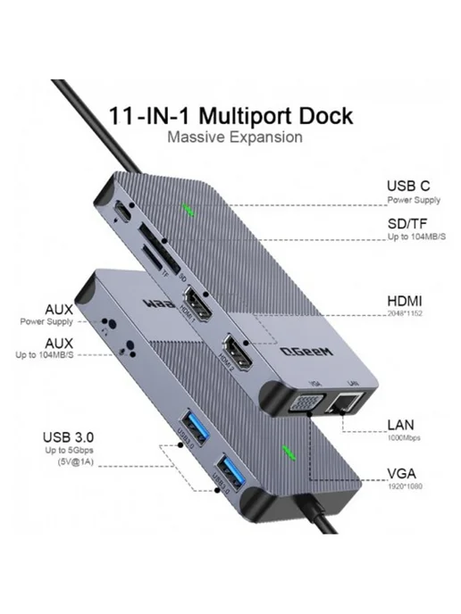 KS-is Док станция KS-868 DisplayLink 11 в 1, DisplayLink 11 в 1, фото 3