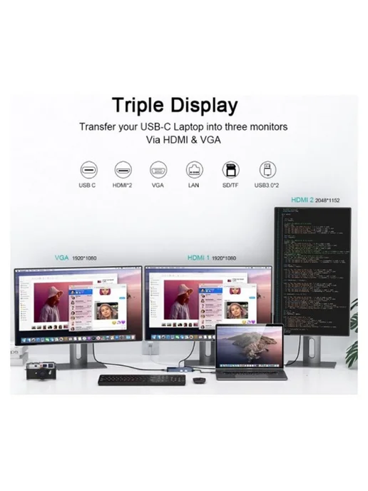 KS-is Док станция KS-868 DisplayLink 11 в 1, DisplayLink 11 в 1, фото 4