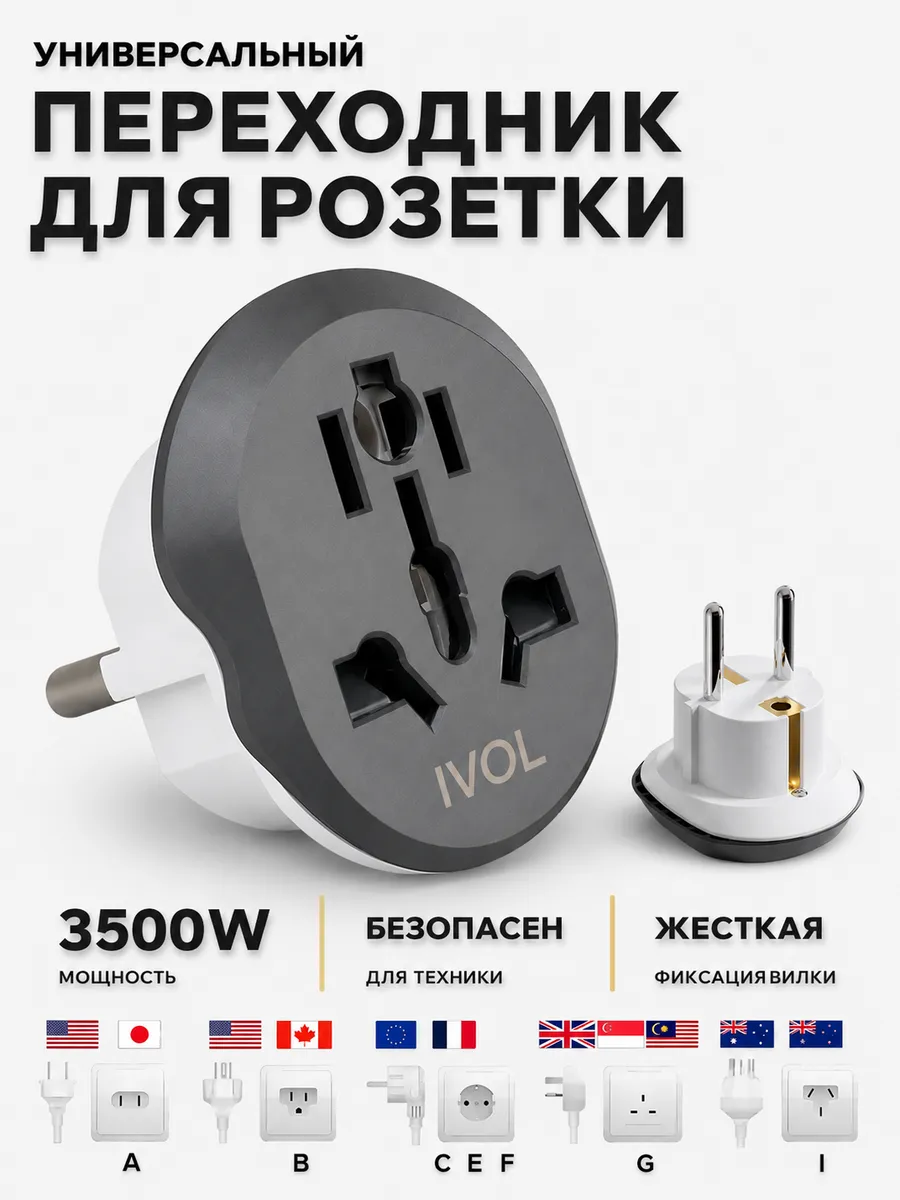 Переходник для розетки евровилка, Адаптер для Дайсон MacBook