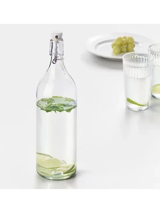 IKEA Бутылка с пробкой KORKEN, 1л, 29х9см, стекло, 1шт, 1 л, 1 шт, фото 4