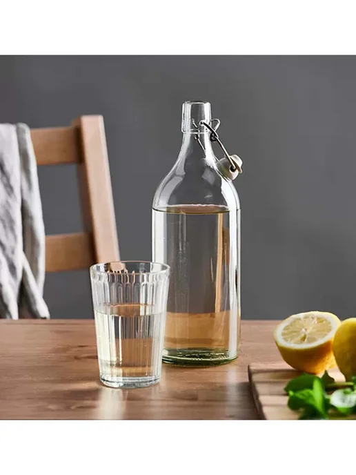 IKEA Бутылка с пробкой KORKEN, 1л, 29х9см, стекло, 1шт, 1 л, 1 шт, фото 7