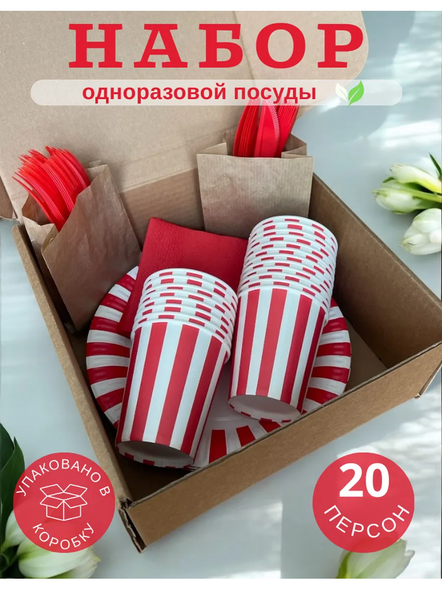 Набор одноразовой посуды для праздника на 20 персон