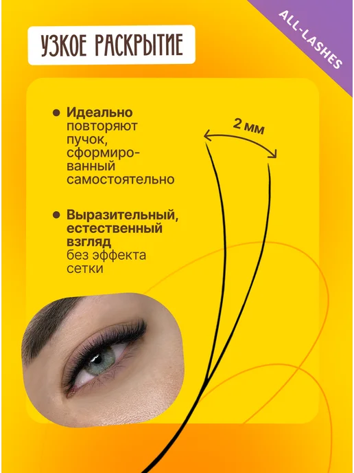 RILI Готовые пучки 2D одинарные для наращивания C 0.10 8-14 мм, D 8-14мм, фото 2